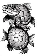 turtle and flounder tattoo design idea