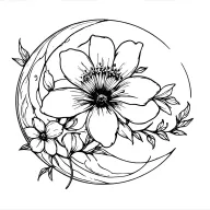 moon flowers tattoo design idea