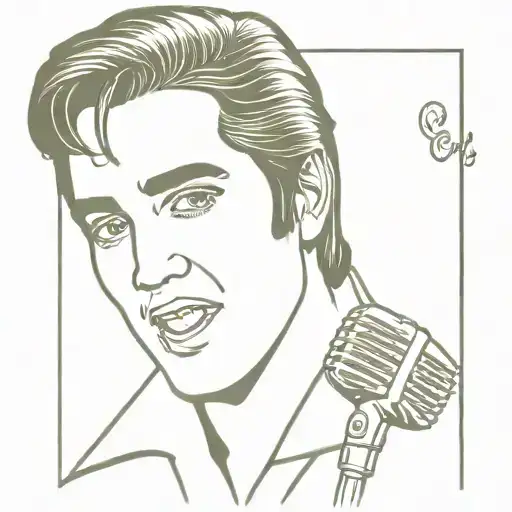 elvis presley 60s type microphone tattoo design idea