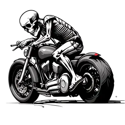 skeleton riding motorcycle tattoo design idea