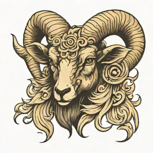 ram head tattoo design idea