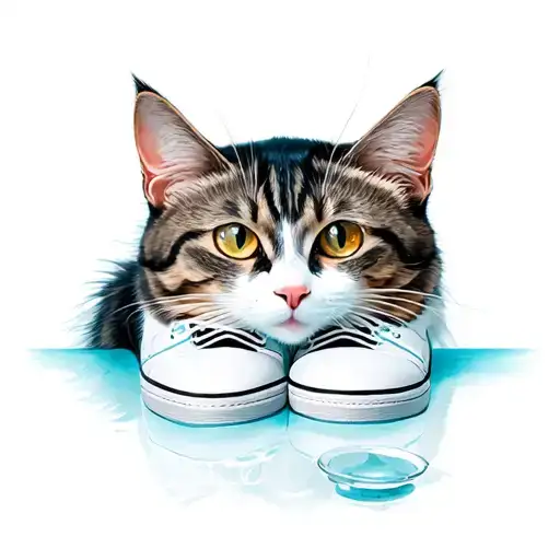 Four sheets, cat and shoes tattoo design idea