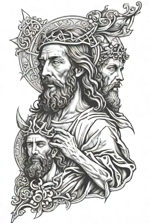 Jesus and st james tattoo design idea