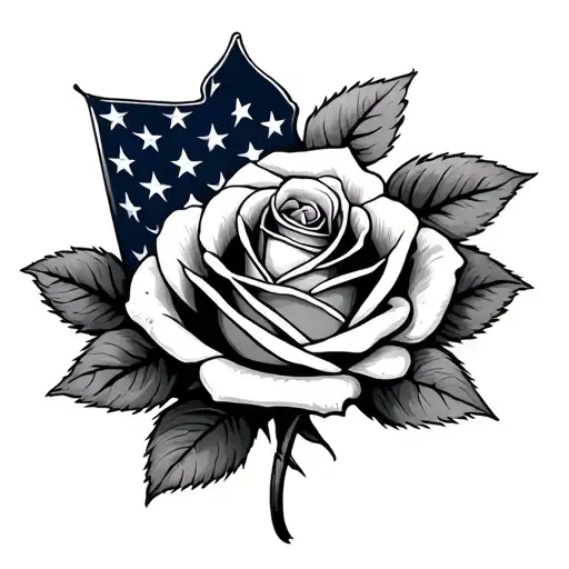 American Flag Rose tattoo design idea