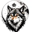 Wolf, moon, shell, tattoo design idea