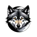 Wolf, moon, shell, tattoo design idea
