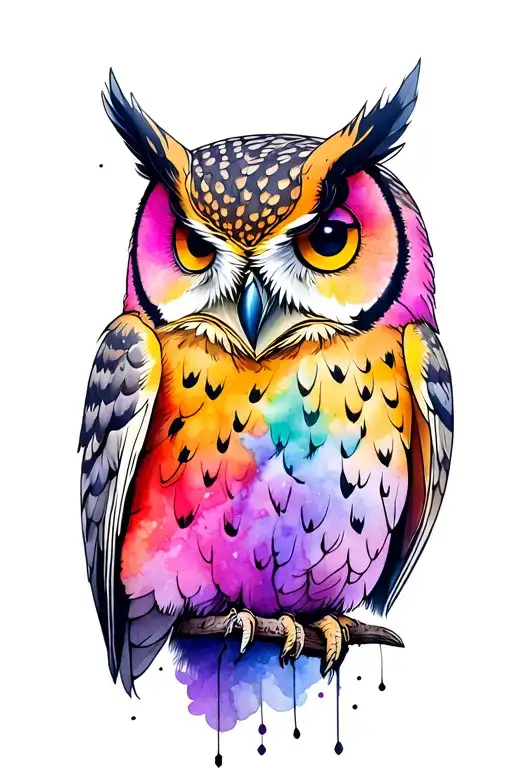 mystical owl perched tattoo design idea