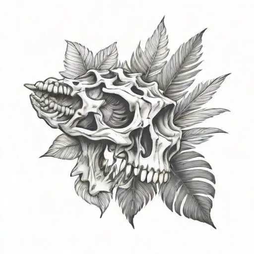 dinosaur skeleton skull tattoo design idea