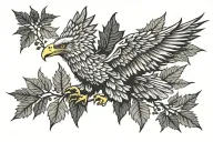 Eagle bright fall leaves tattoo design idea