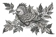 Eagle bright fall leaves tattoo design idea