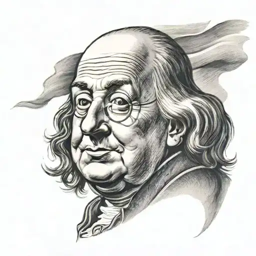 benjamin franklin with x over eyes and mouth tattoo design idea