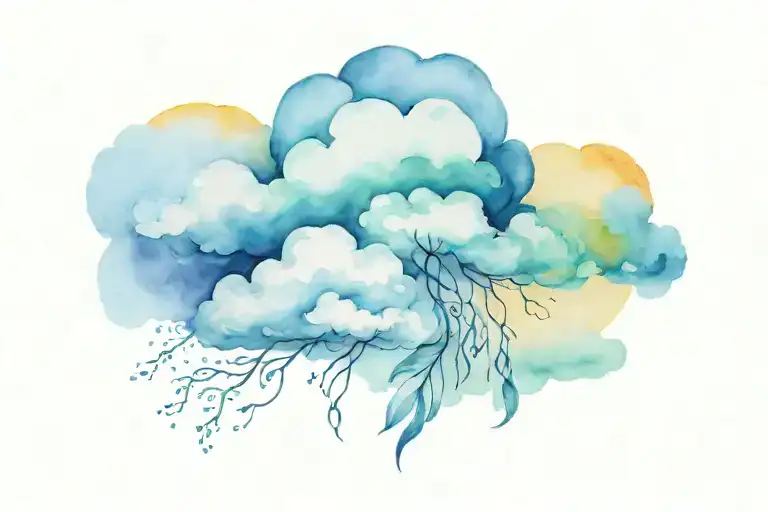 Stronger Than The Storm clouds in background tattoo design idea