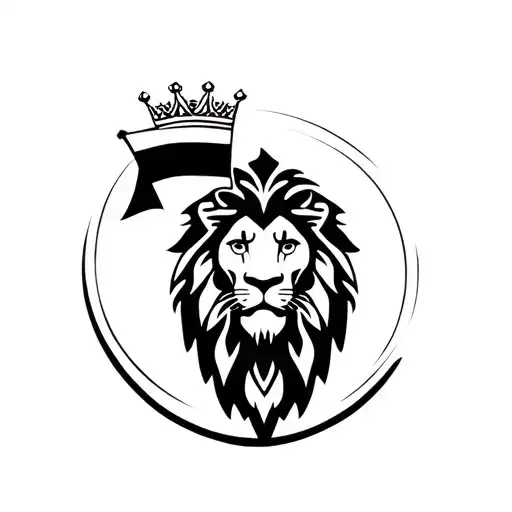 lion of judah with a crown, holding the Ethiopian flag tattoo design idea