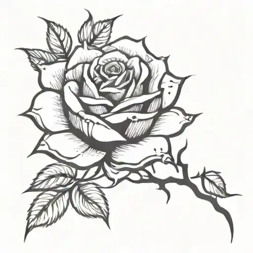black rose with thorns and diamonds blooming representing overcoming hard times on side of hand tattoo design idea