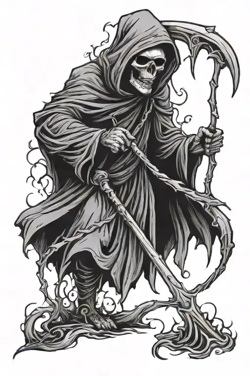 grim reaper holding a scythe tattoo design idea