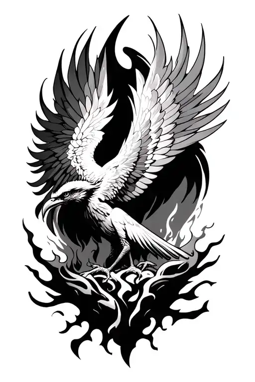phoenix rising from the ashes tattoo design idea