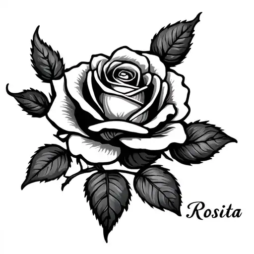 with the name Rosita as a stem and a rose vine tattoo design idea
