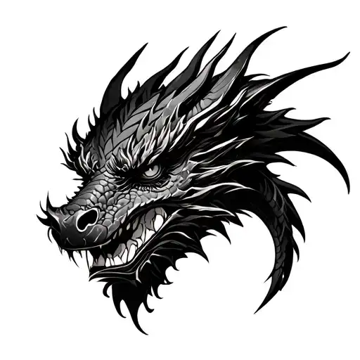 3 head dragon tattoo design idea