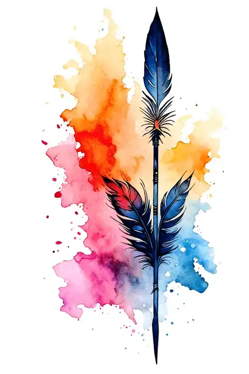 Indian, spear and plume tattoo design idea