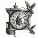 vintage bird cage vintage timeless clock spiral staircase brick path tattoo design idea