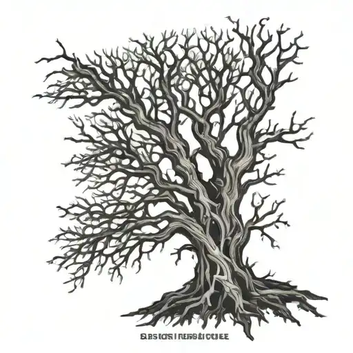 dead tree inside tattoo design idea