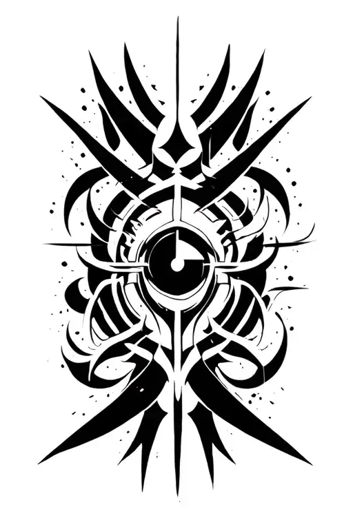 Tribal and Cyber ​​Sigilism tattoo design idea