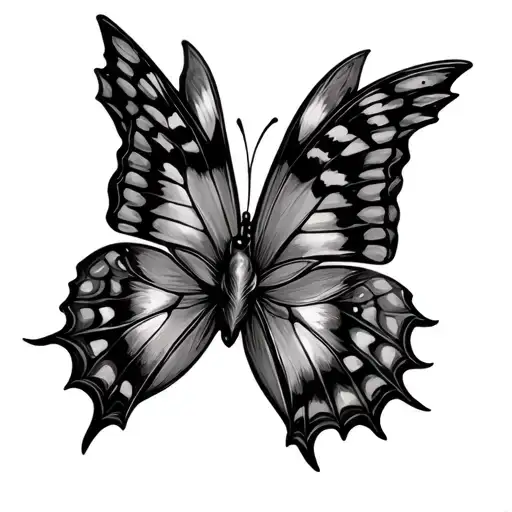 Butterfly with animal heads as wings tattoo design idea