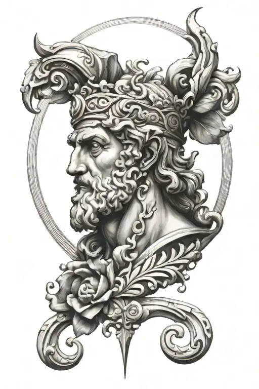 greek god symbol in alchemy tattoo design idea