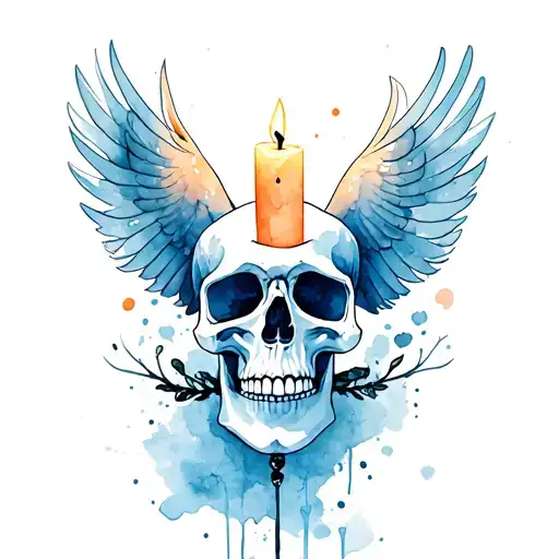 skull candle dove tattoo design idea