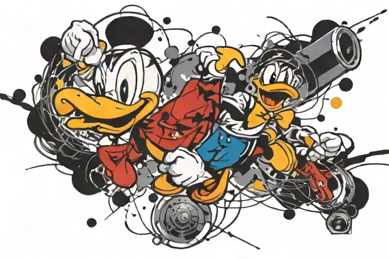 angry Donald duck tattoo design idea