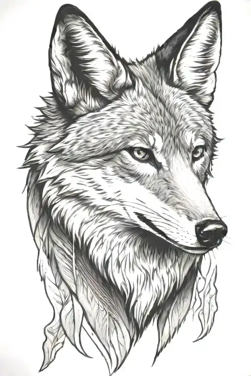 coyote head tattoo design idea