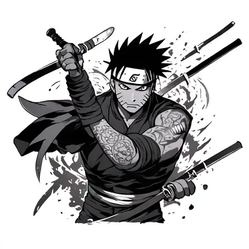 zabuza final fight with naruto tattoo design idea