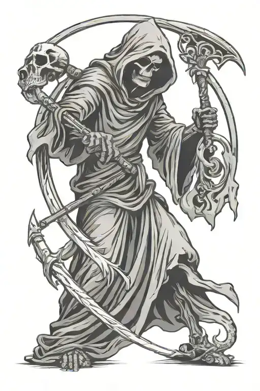 Grim Reaper with scythe tattoo design idea