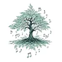 A money tree with musical symbols as leaves tattoo design idea
