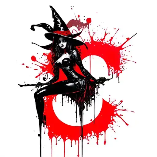 sexy goth witch stealing a piece of my heart. the initial c hidden within  tattoo design idea