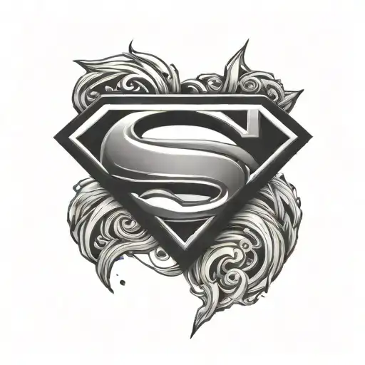 superman icon in black tattoo design idea