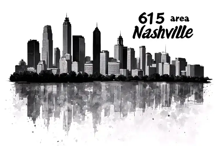 Nashville skyline with 615 area code tattoo design idea