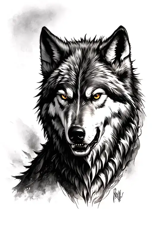 Angry Wolf tattoo design idea