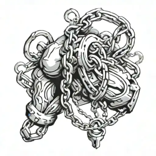 Bicep chain with hanging tattoo design idea