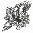 Bicep chain with hanging tattoo design idea