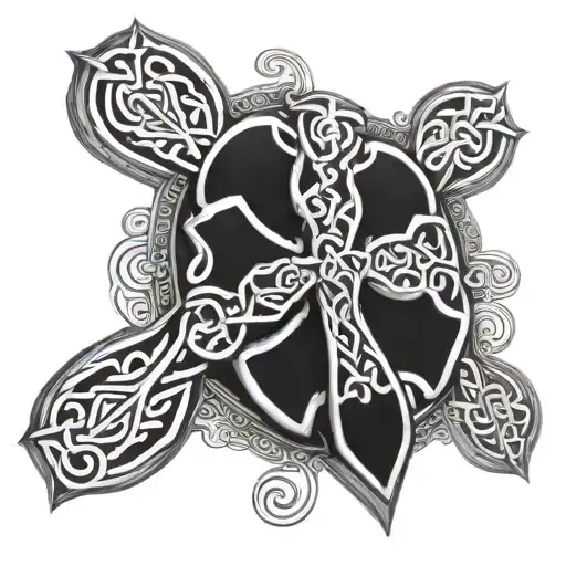 Black Celtic cross  tattoo design idea