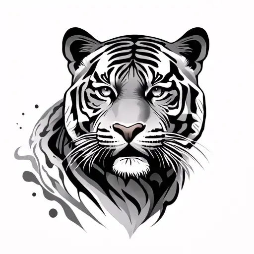 Half Tiger Face tattoo design idea