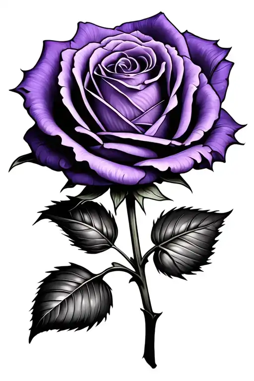 Purple rose tattoo design idea