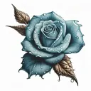 blue rose with raindrop  tattoo design idea