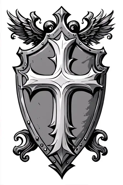 shield cross royalty tattoo design idea