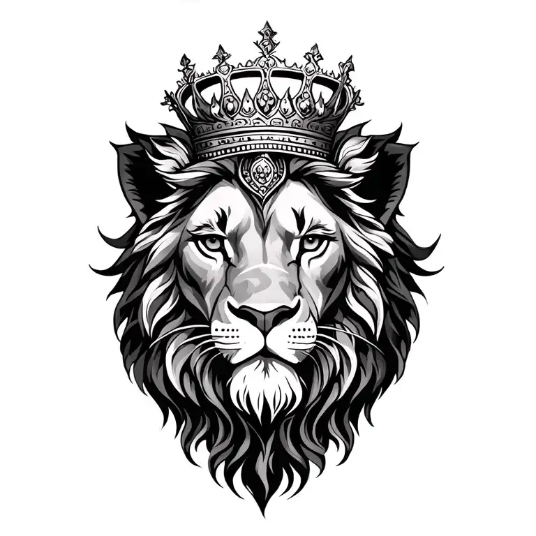 lion of judha with crown tattoo design idea