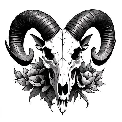 "River Everleigh Emilio" ram skull Aries constalation intertwines tattoo design idea