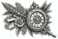 Rosary Clock Key tattoo design idea