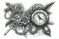Rosary Clock Key tattoo design idea
