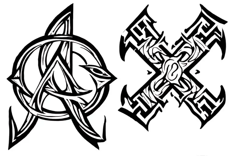 alpha and omega with cross tattoo design idea